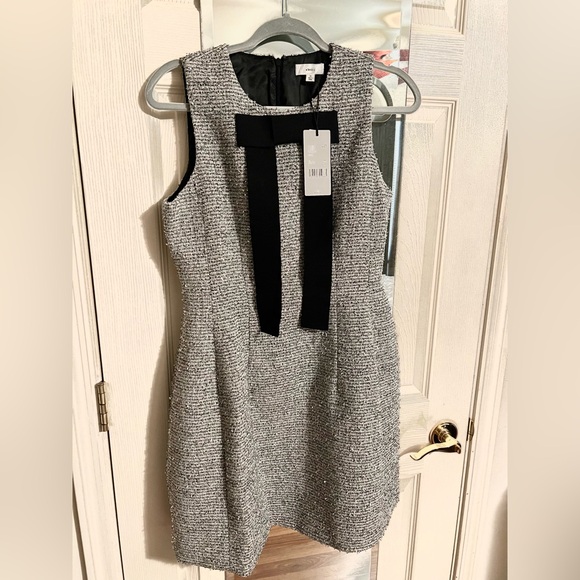 A Loves A Tulip Woven Metallic Tweed Contrast Bow A-Line Mini Dress size M - Picture 4 of 5